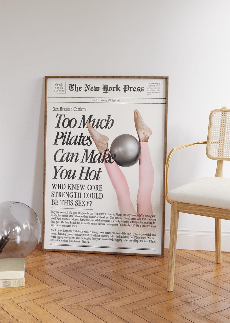 Too Much Pilates Can Make You Hot - Fun Pilates Wall Art - Studio Decor - Cute Gift for Pilates Lovers & Teachers image 8