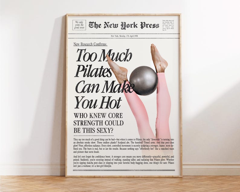 Too Much Pilates Can Make You Hot - Fun Pilates Wall Art - Studio Decor - Cute Gift for Pilates Lovers & Teachers image 4