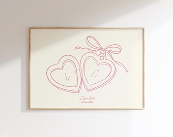 Custom Locket for Couple Anniversary Print, Personalized Couple Initial Print, Friendship Gifts, Anniversary Valentines Gift for Couples