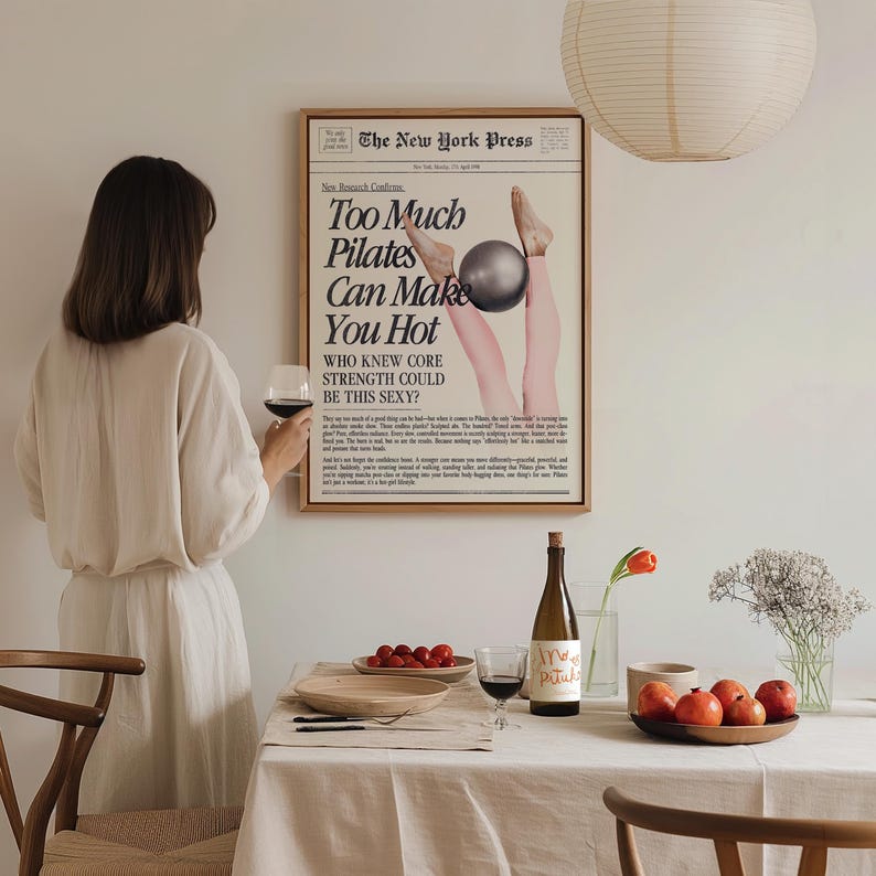 Too Much Pilates Can Make You Hot - Fun Pilates Wall Art - Studio Decor - Cute Gift for Pilates Lovers & Teachers image 6