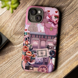 Kawaii Rosa Collage Telefon Fall PNG Design, sofortiger Download, kokette Girly Collage PNG Sublimation Designs, niedliches Telefon Fall Design
