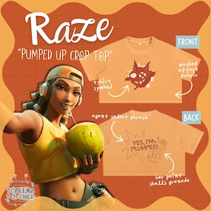 Raze Valorant &quot;Pumped Up&quot; Crop Top Casual Cosplay Subtle Merch