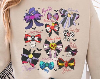 Kokardy złoczyńców Disney PNG, Styl kokietki złoczyńcy, Klub złych czarownic, Urszula i Czarownica Cruella, Straszne Halloween, Prezent dla niej, Sublimacja