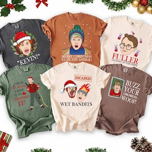 Set of 6 Home Alone Christmas Group Matching PNG, Funny Holiday Movie, Kevin McCallister Art, Ya Filthy Animal Art for Sublimation