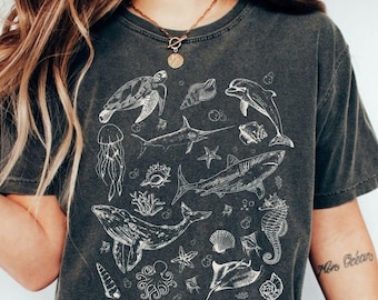 Sea Animal 90s Retro Design PNG, Nature Lovers, Sealife PNG, Whale n Orca, Turtle n Dolphin, Ocean Lovers Gift, Sea Creatures, Summer Vibes
