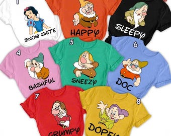 Set Of 8 Snow White Group Matching PNG, Snow White And Seven Dwarfs Halloween Costumes, Halloween Family Matching, For Friend Squad Gift