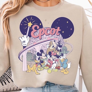 Vintage Epcot Mickey och vänner PNG, Retro Fab 5, Rymdskeppsjordkonst, Walt Disney World Tour-konst för digital nedladdning