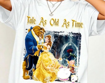 Tale As Old As Time PNG, Beauty and the Beast Art | Belle and Beast Enchanted Rose, Classic Disney Princess Printable