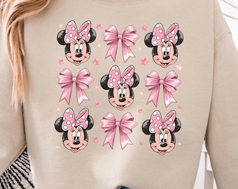 Girly Minnie Mouse PNG, Coquette Pink Bows, Minnie Head and Cute Pink Bows, Digital File for Sublimation