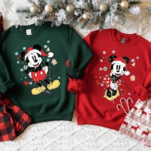 Mickey and Minnie Christmas PNG, Matching Couples | Tangled in Lights, Retro Holiday Art, Digital File for Sublimation