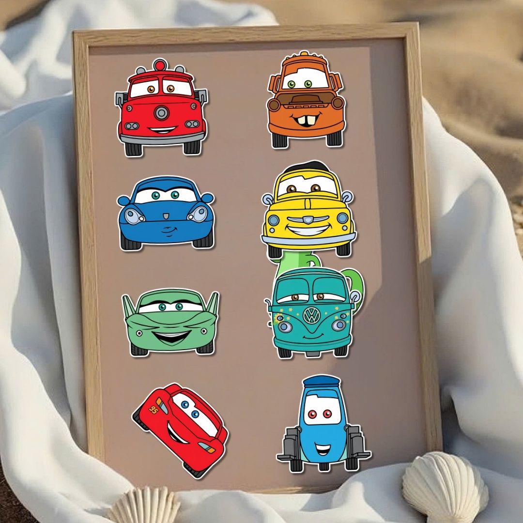Set of 8 Disney Cars Characters Sticker PNG, Lightning Mcqueen Mater ...