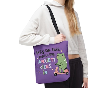 Sac fourre-tout drôle de grenouille - Sac à provisions mignon pour le soulagement de l'anxiété, cadeau pour l'anxiété, amoureux des animaux insolite, cartable de rentrée, respectueux de l'environnement