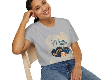 Mama Needs Coffee T-Shirt, Unisex Softstyle Tee for Coffee Lovers, Perfect Gift for Mother&#39;s Day, Birthday, Everyday Wear, Casual Apparel
