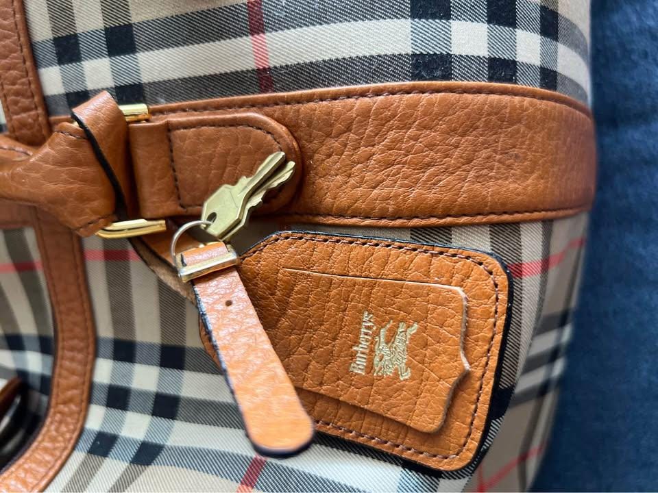 Vintage Burberry Duffle Bag – Iconic Check & Leather Trim - Etsy