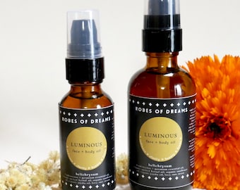 LUMINOUS - Helichrysum Face + Body Oil, with frankincense and geranium, anti-aging, skin repair, face oil, uplifting, clarity