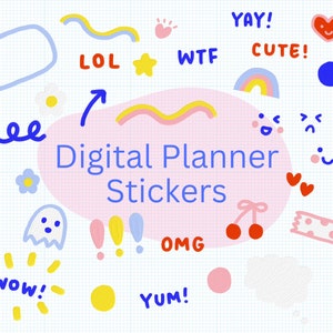 Paint Brush Texture Digital Planner Stickers: Kawaii PNG, GoodNotes (Digital Download)