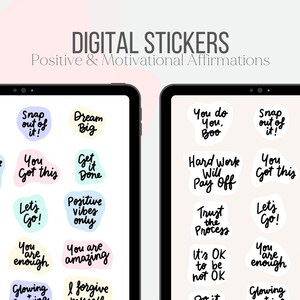 Motivational Affirmations Stickers: Planner Journal PNG (Digital Download)