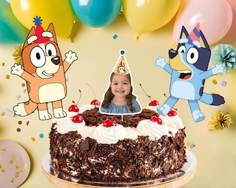 Custom Bluey Bingo Puppy Dog Face Cupcake Toppers: Personalized Party Decor (Digital File)