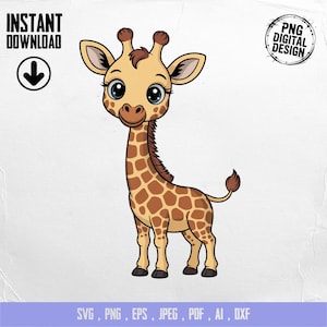 Baby Giraffe Clipart, Cute Baby Animal Clipart, Baby Nursery Clipart, Jungle Safari, Baby Shower Clipart, Giraffe Png