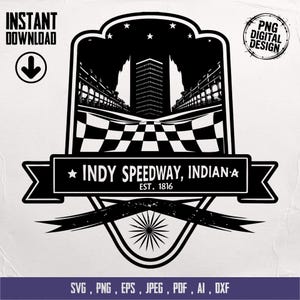 Indy Speedway Digital, Indianapolis Clipart, Racing SVG, Checkered Flag PNG, Cricut Cut File, Silhouette Vector, Digital Download