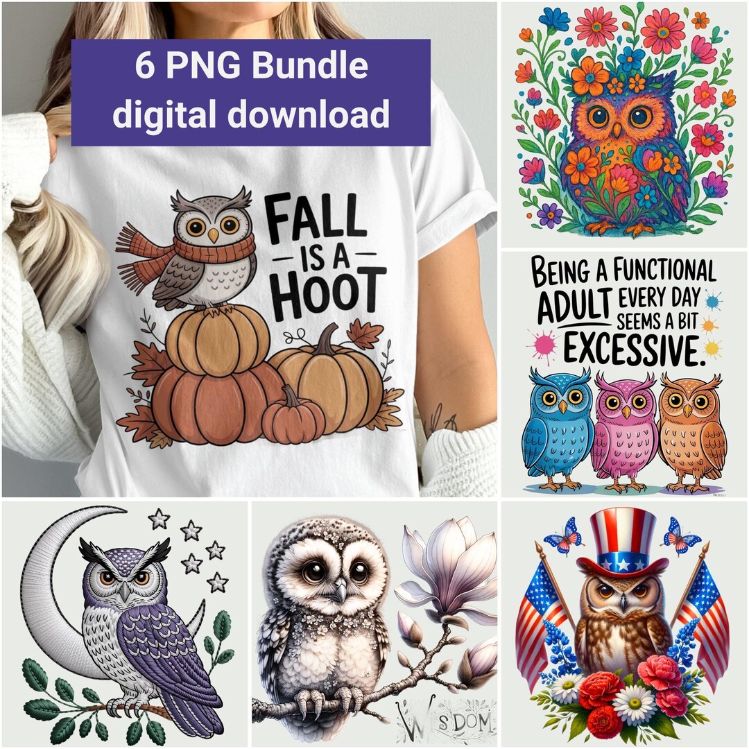 Owl Clipart Bundle, Fall & Patriotic Designs (digital Download) - Etsy