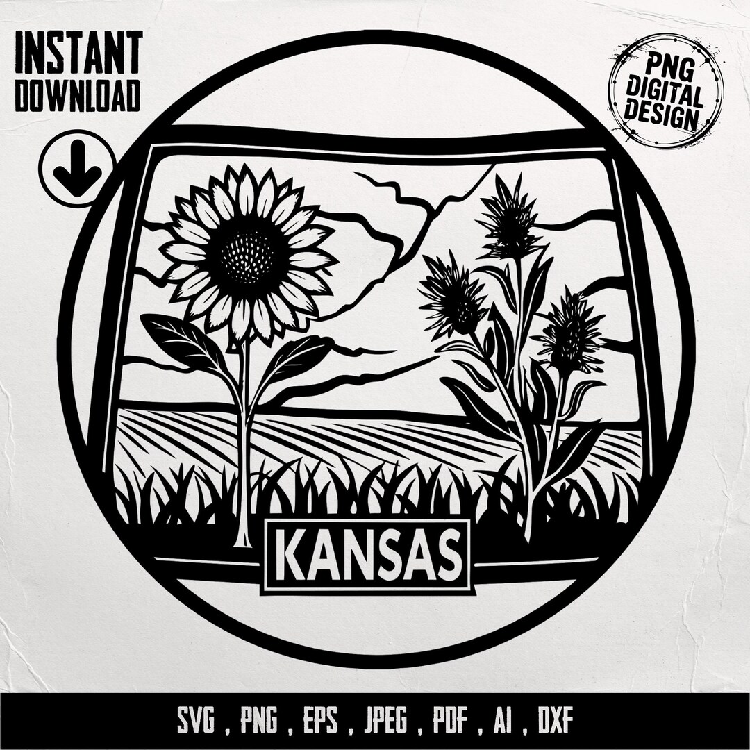 Kansas Sunflower SVG: State Flower Graphic, Cricut Silhouette (digital ...