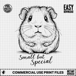 Guinea Pig Digital, Small But Special Art, PNG JPG PDF, Cute Pet Printable, Commercial Use Files, Easy Download, Animal Lover Gift