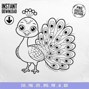 Baby Peacock Clipart, Cute Baby Animal Clipart, Baby Nursery Clipart, Jungle Safari, Baby Shower Clipart, Baby Peacock Png