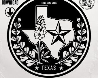 Texas svg Digital Download, Lone Star State, Texas Flower, Texas Star, Vector Files, svg, eps, jpg, pdf, ai, dxf