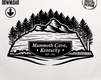 Mammoth Cave Kentucky Digital, svg png eps jpg pdf Ai dxf Files, Travel Souvenir Cut File, diy Crafting, Wall Art, Cricut Silhouette