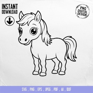 Cute Pony Clipart, Baby Animal Clipart, Nursery Clipart, Horse Clipart, Baby Shower Clipart, Pony Png, Horse Png, Pony Art