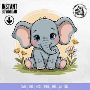 Baby Elephant Clipart, Cute Animal Clipart, Baby Nursery Clipart, Jungle Safari, Baby Shower Clipart, Cute Elephant Png