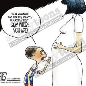 Unborn in the USA digital political cartoon