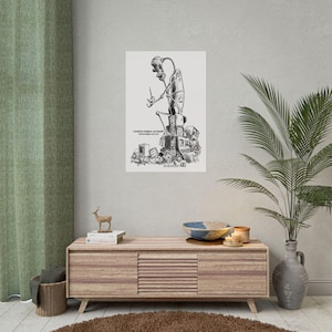 AI. Roboter mit Bleistift Poster 24 x 36 (Künstliche Intelligenz mit Bleistift)