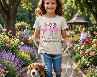 Camiseta Amigos Flamingo - Camiseta Infantil Três Flamingos para a Vida Toda (Download Instantâneo)