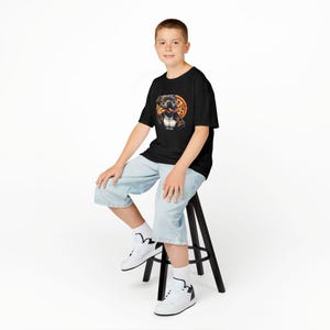 Playful Pizza Dog Kids Tee, Fun Pet Lover Shirt for Kids, Birthday Gift, Pizza Party Tee, Cute Cartoon Dog Apparel