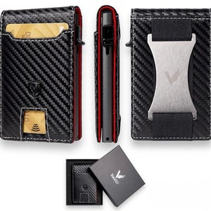 Cartera para hombre: billetera de cuero, clip para billetes, bloqueo RFID, billetera delgada minimalista, regalo para él