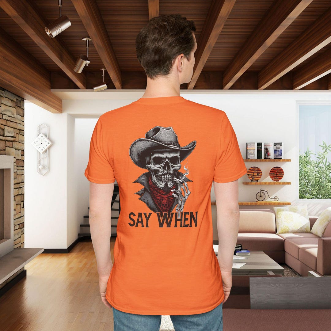 Say When Skull Graphic Tee: Tombstone Halloween Unisex T-shirt