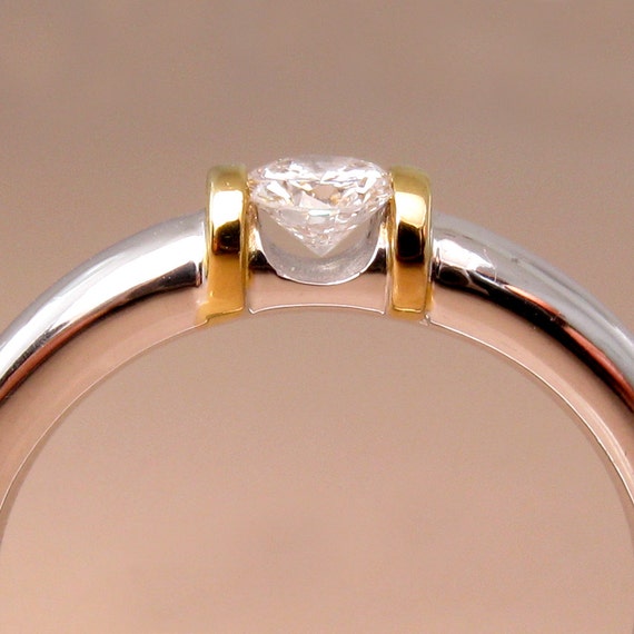 Modern And Dainty 0 23ct Tension Set Round Diamond Engagement Etsy