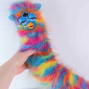Long Furb Worm Bendy plush soft toy Rainbow Oddbody Handmade in Australia
