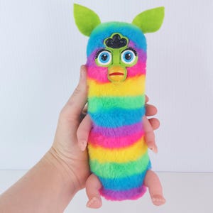 Long Furb baby doll plush soft toy Green Rainbow Handmade in Australia