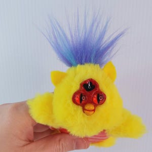 Furb Turtle figure plush soft toy Yellow Red Oddbody Long Furby Small Handmade in Australia