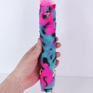 Long Furb baby doll plush soft toy Pink Blue Handmade in Australia