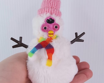 Furb Snowman toy Oddbody Pink Handmade in Australia
