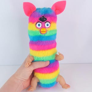 Long Furb baby doll plush soft toy Pink Rainbow Handmade in Australia