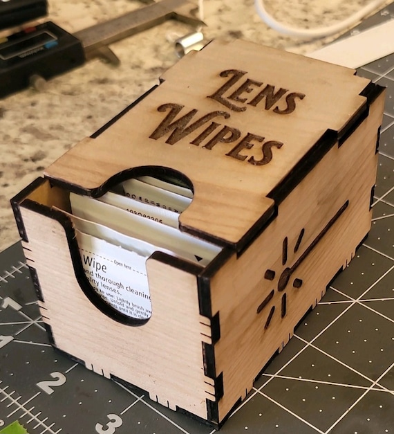 Laser engraved Lens Wipe dispenser