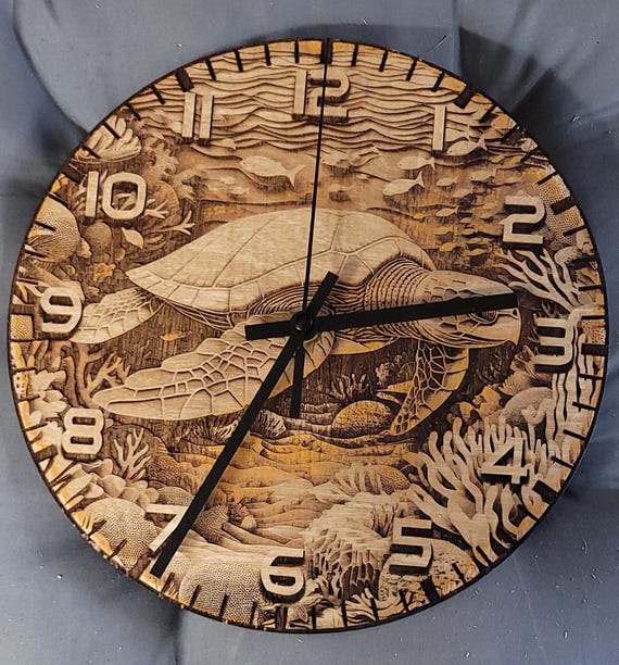 3 D illusion sea turtle clock