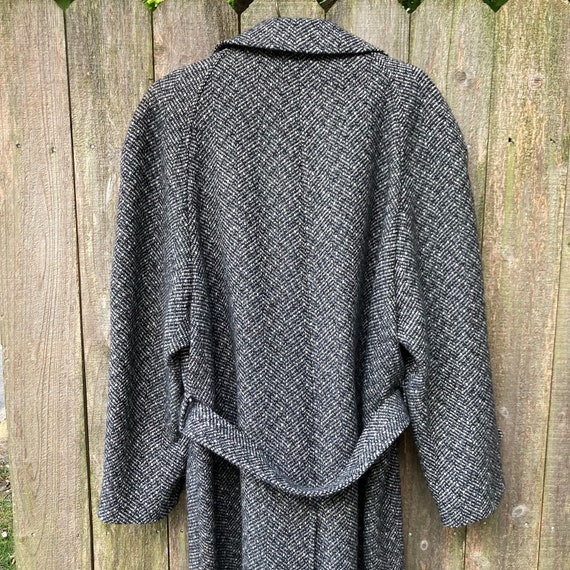 Vintage 60s Gray Black and White Tweed Wool Trenc… - image 9