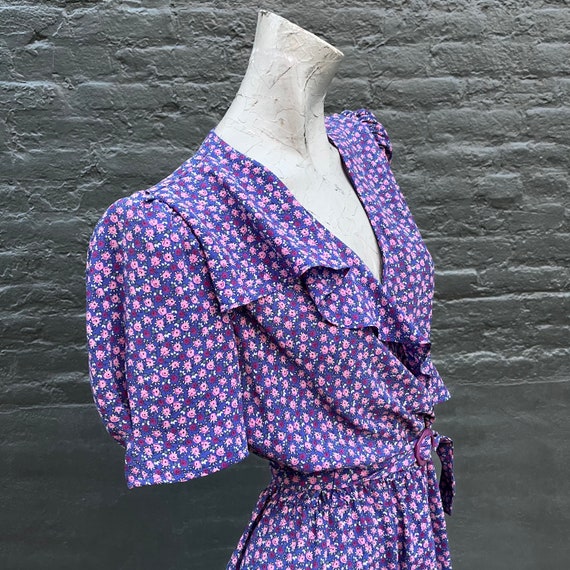 Vintage 60s 70s Purple Lavender Floral Summer Dre… - image 3