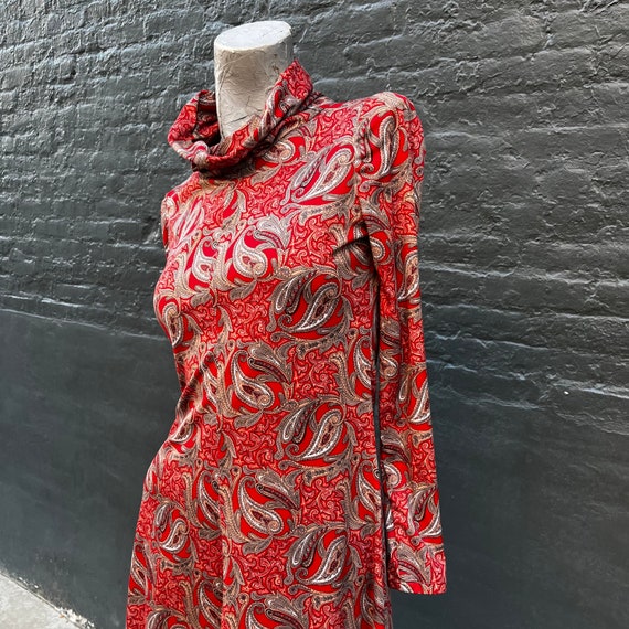 Vintage 70s Handmade One of a Kind Red Paisley Je… - image 2